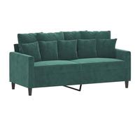vidaXL Sofá de 2 Plazas, Sofá con Cojines Traseros, Sofá Tapizado de 2 Personas, Asiento Biplaza para Salón, Terciopelo Verde Oscuro
