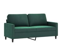 vidaXL Sofá de 2 Plazas, Sofá con Cojines Traseros, Sofá Tapizado de 2 Personas, Asiento Biplaza para Salón, Terciopelo Verde Oscuro