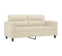 vidaXL Sofá de 2 Plazas, Sofá con Reposabrazos Respaldo, Sofá Biplaza Tapizado, Mueble Asiento para Salón Dormitorio, Cuero Sintético Crema