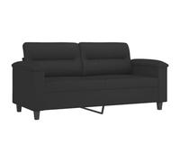 vidaXL Sofá de 2 Plazas, Sofá con Reposabrazos Respaldo, Sofá Biplaza Tapizado, Mueble Asiento para Salón Dormitorio, Tela de Microfibra Negro