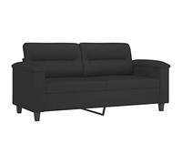 vidaXL Sofá de 2 Plazas, Sofá con Reposabrazos Respaldo, Sofá Biplaza Tapizado, Mueble Asiento para Salón Dormitorio, Tela de Microfibra Negro