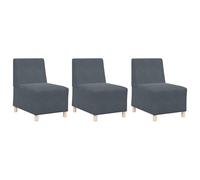 vidaXL Sofá de 3 Piezas en Terciopelo Gris Oscuro con Relleno de Espuma. Medidas: 55 x 74 x 82 cm. Diseño Atractivo, Estructura de Madera de ingeniería y Patas Negras sintéticas Que Son duraderas y t