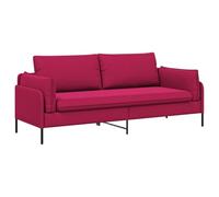 vidaXL Sofá de 3 plazas 3 Plaza Rojo Vino 222 x 81 x 89 cm Terciopelo