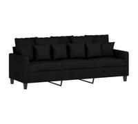 vidaXL Sofá de 3 Plazas, Asiento con Reposabrazos Respaldo, Sillón de Descanso Relax Televisión, Sofá Tapizado para Salón, Tela Negro