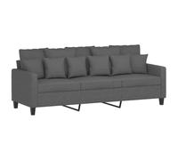 vidaXL Sofá de 3 Plazas, Asiento con Reposabrazos Respaldo, Sillón de Descanso Relax Televisión, Sofá Tapizado para Salón, Tela Gris Oscuro