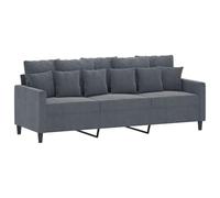 vidaXL Sofá de 3 Plazas, Asiento con Reposabrazos Respaldo, Sillón de Descanso Relax Televisión, Sofá Tapizado para Salón, Tela Gris Oscuro