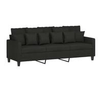 vidaXL Sofá de 3 Plazas, Asiento con Reposabrazos Respaldo, Sillón de Descanso Relax Televisión, Sofá Tapizado para Salón, Tela Negro