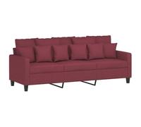 vidaXL Sofá de 3 Plazas, Asiento con Reposabrazos Respaldo, Sillón de Descanso Televisión, Sofá Tapizado para Salón Hogar, Tela Rojo Tinto