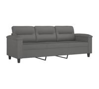 vidaXL Sofá de 3 Plazas, Asiento con Reposabrazos Respaldo, Sillón de Descanso Televisión, Sofá Tapizado para Salón, Tela de Microfibra Gris Oscuro