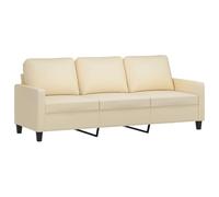 vidaXL Sofá de 3 Plazas, Asiento con Reposabrazos Respaldo, Sillón de Descanso Televisión, Sofá Tapizado para Salón Hogar, Tela Crema