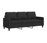 vidaXL Sofá de 3 plazas tapizado – Asiento con reposabrazos y respaldo – Negro