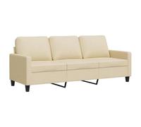vidaXL Sofá de 3 Plazas, Asiento con Reposabrazos Respaldo, Sillón de Descanso Televisión, Sofá Tapizado para Salón Hogar, Tela Crema