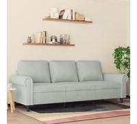 vidaXL Sofá de 3 Plazas, Asiento con Reposabrazos Respaldo, Sillón de Descanso Televisión, Sofá Tapizado para Salón, Terciopelo Gris Claro