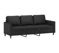 vidaXL Sofá de 3 Plazas, Asiento con Reposabrazos Respaldo, Sillón de Descanso Televisión, Sofá Tapizado para Salón, Cuero Sintético Negro