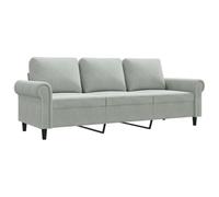 vidaXL Sofá de 3 Plazas, Asiento con Reposabrazos Respaldo, Sillón de Descanso Televisión, Sofá Tapizado para Salón, Terciopelo Gris Claro