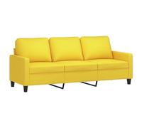 vidaXL Sofá de 3 Plazas, Asiento con Respaldo Reposabrazos Acolchados, Sofá Tapizado de Descanso, Sillón para Salón Hogar, Tela Amarillo Claro