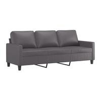 vidaXL Sofá de 3 Plazas, Asiento con Respaldo Reposabrazos, Sofá Tapizado de Descanso, Sillón para Salón Hogar, Cuero Sintético Gris