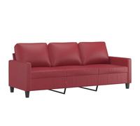 vidaXL Sofá de 3 Plazas, Asiento con Respaldo Reposabrazos, Sofá Tapizado de Descanso, Sillón para Salón Hogar, Cuero Sintético Rojo Vino