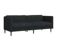 vidaXL Sofá de 3 Plazas, Asiento de Relax Televisión con Respaldo Reposabrazos, Sillón Tapizado de Descanso, Mueble para Salón, Tela Negro