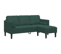 vidaXL Sofá Chaiselong Verde Oscuro Cómodo Para Leer Y Relajarse Uso Interior Incluye 2 Cojines Diseño Moderno Elegante Capacidad de Asiento 3 Personas Material Poliéster Marco de Madera Sala de Estar