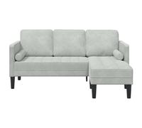 vidaXL Sofá de 3 plazas con chaiselongue L Gris Claro de 160 cm en Terciopelo