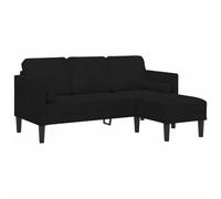 vidaXL Sofá de 3 plazas con Chaise Longue en Forma de L Negro de 160 cm en Terciopelo