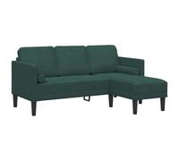 vidaXL Sofá Chaiselong Verde Oscuro Cómodo Para Leer Y Relajarse Uso Interior Incluye 2 Cojines Diseño Moderno Elegante Capacidad de Asiento 3 Personas Material Poliéster Marco de Madera Sala de Estar