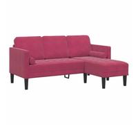 vidaXL Sofá de 3 plazas con Chaise L en Terciopelo Rojo Vino de 160 cm