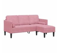 vidaXL Sofá de 3 plazas con Chaise Longue en L Color Rosa Claro de 160 cm de Terciopelo