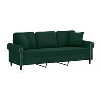 vidaXL Sofá de 3 Plazas con Cojines, Asiento con Reposabrazos, Sofá Tapizado de Televisión, Asiento para Salón Hogar, Terciopelo Verde Oscuro