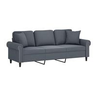 vidaXL Sofá de 3 Plazas con Cojines, Asiento con Reposabrazos, Sofá Tapizado de Televisión, Asiento para Salón Hogar, Terciopelo Gris Oscuro