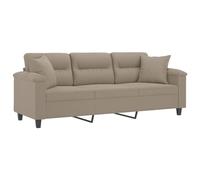 vidaXL Sofá de 3 Plazas con Cojines, Asiento con Reposabrazos, Sofá Tapizado de Televisión, Asiento para Salón, Tela de Microfibra Gris Taupe