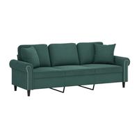 vidaXL Sofá de 3 Plazas con Cojines, Asiento con Reposabrazos, Sofá Tapizado de Televisión, Asiento para Salón Hogar, Terciopelo Verde Oscuro