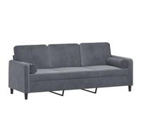 vidaXL Sofá de 3 Plazas con Cojines, Asiento con Respaldo Reposabrazos, Sofá Tapizado de Televisión, Asiento para Salón, Terciopelo Gris Oscuro
