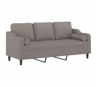 vidaXL Sofá de 3 Plazas con Cojines, Asiento con Respaldo Reposabrazos, Sofá Tapizado de Televisión, Asiento para Salón, Tela Gris Taupe