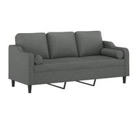 vidaXL Sofá de 3 Plazas con Cojines, Asiento con Respaldo Reposabrazos, Sofá Tapizado de Televisión, Asiento para Salón, Tela Gris Oscuro
