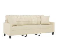 vidaXL Sofá de 3 plazas con Cojines Cuero sintético Color Crema 180 cm