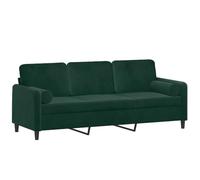 vidaXL Sofá de 3 Plazas con Cojines, Asiento con Respaldo Reposabrazos, Sofá Tapizado de Televisión, Asiento para Salón, Terciopelo Verde Oscuro