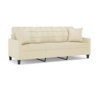 Vidaxl sofá de 3 plazas con cojines cuero sintético color crema 180 cm