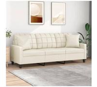 vidaxl Sofá de 3 plazas con cojines cuero sintético color crema 180 cm