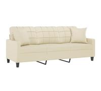 vidaXL Sofá de 3 plazas con Cojines Cuero sintético Color Crema 180 cm