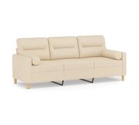 Vidaxl sofá de 3 plazas con cojines tela color crema 180 cm