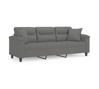 vidaXL Sofá de 3 Plazas con Cojines, Asiento con Reposabrazos, Sofá Tapizado de Televisión, Asiento para Salón, Tela de Microfibra Gris Oscuro