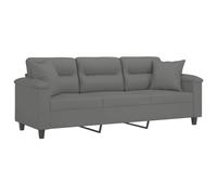 vidaXL Sofá de 3 plazas con Cojines Tela Microfibra Gris Oscuro 180 cm
