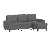 vidaXL Sofá de 3 Plazas con Taburete, Asiento con Reposabrazos, Sillón de Relax Descanso Televisión, Sofá para Salón Hogar, Tela Gris Oscuro
