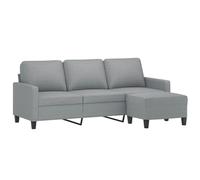 vidaXL Sofá de 3 plazas con Taburete de Tela Gris Claro 180 cm