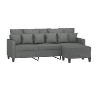 vidaXL Sofá de 3 plazas con Taburete de Tela Gris Oscuro 180 cm