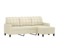 vidaXL Sofá de 3 plazas con Taburete Cuero sintético Crema 180 cm