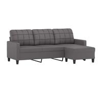 vidaXL Sofá de 3 plazas con Taburete Cuero sintético Gris 180 cm