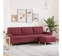 vidaXL Sofá de 3 plazas con taburete de tela 210 cm, sofá, sofá de salón, sofá de tres plazas, sofá tapizado, asientos de salón